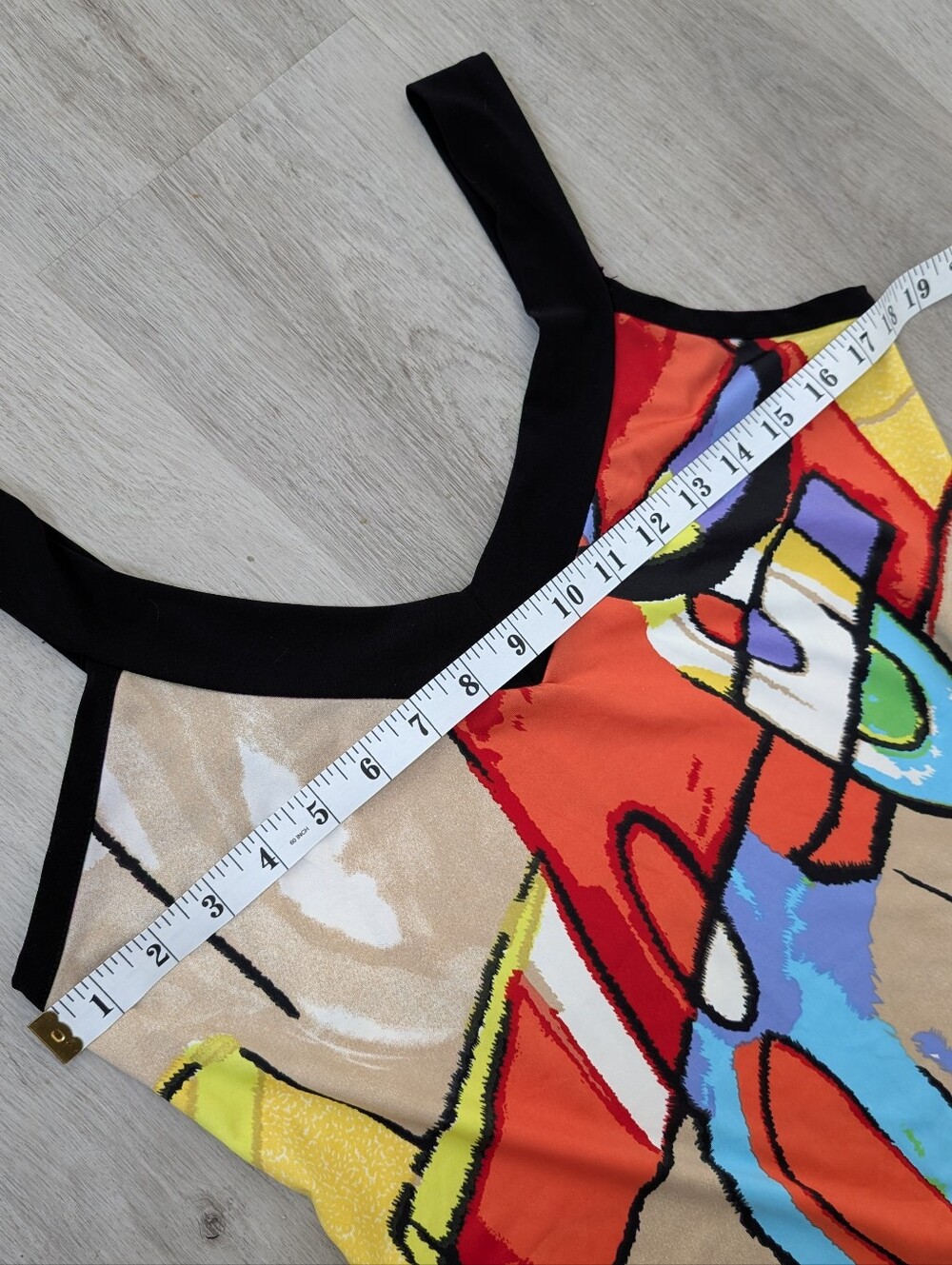 Gitane Abstract Graffiti Festival V-neck Multicolor Babydoll Flowy Mini Dress L - Picture 8 of 9